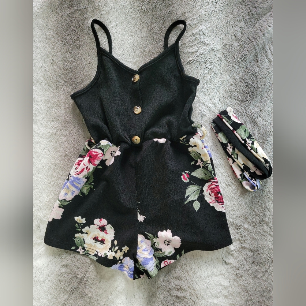 NWOT Girls Floral Romper - Size 7Y